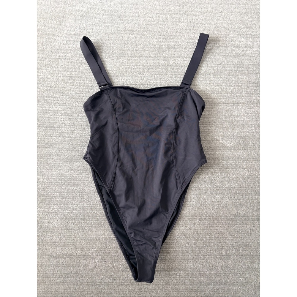 Good American Contour Compress One-Piece Swimsuit Women 3/L Black‎ Hi Cut